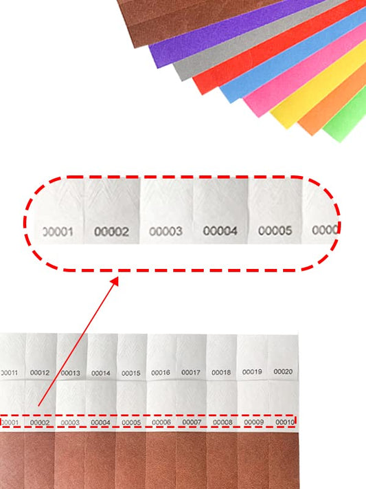 DGBDPACK 120 Pcs Wristbands, 1-120 Consecutive Numbers Waterproof Tearproof Wrist Straps - Admission Bracelets, Tickets (Assorted)