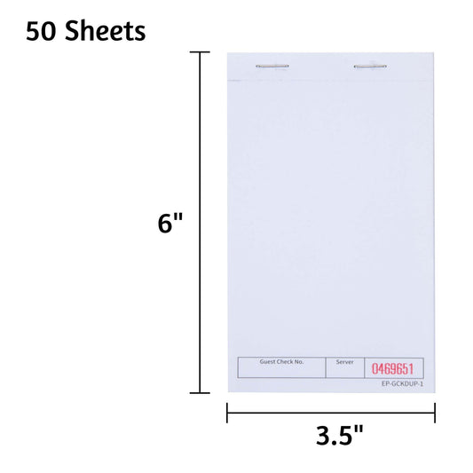 DGBDPACK Guest Checks Pads EP-GCKDUP-1 (10 Pads), total 500 Blank Waiter Pad, Server Order Pads