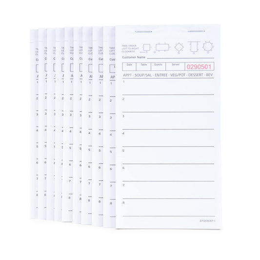 DGBDPACK Guest Check Pads EP-3616WP-1, White Waitress Notepad, Server Order Pads for Restaurants