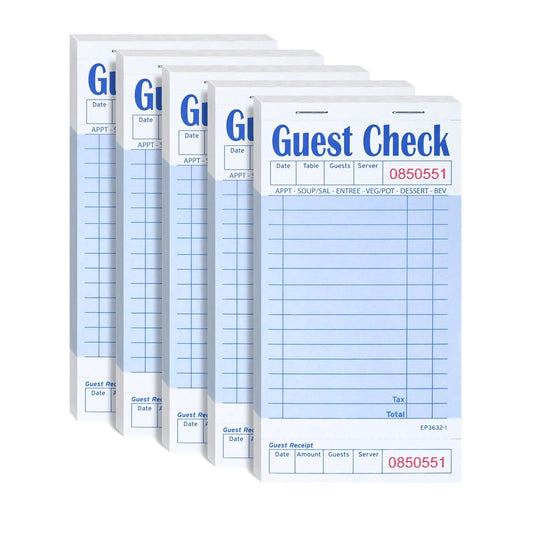 DGBDPACK Guest Check Books for Servers, EP-3632-1 Server Note Pads, Thick Server Paper with Guest Receipt, Waitress Notepads，blue