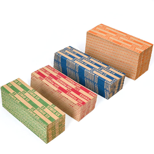 DGBDPACK 1000 Assorted Flat Coin Wrappers, 300 Quarters, 300 Pennies,  200 Dimes, 200 Nickels,  Convenient Pack