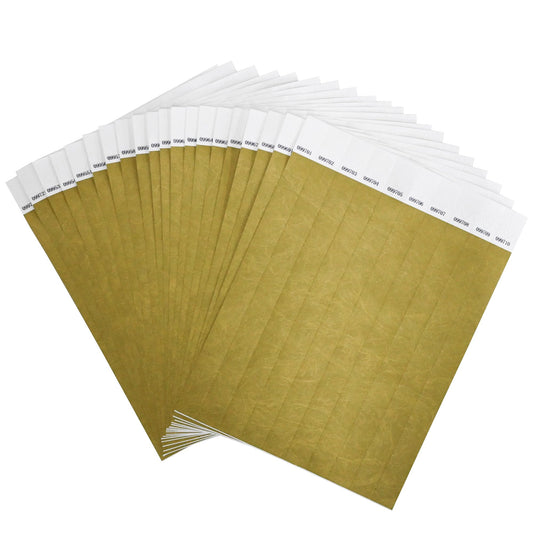 DGBDPACK 200 Pcs 3/4" Wristbands Waterproof Tearproof and Printable Wrist Straps, Admission Bracelets (Gold）