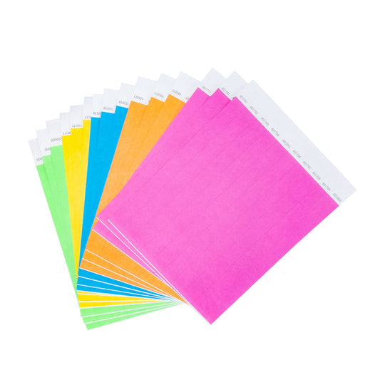 500 Pcs DGBDPACK Neon Wristbands, Waterproof Tearproof Wrist Straps Admission Bracelets Tickets (Assorted)