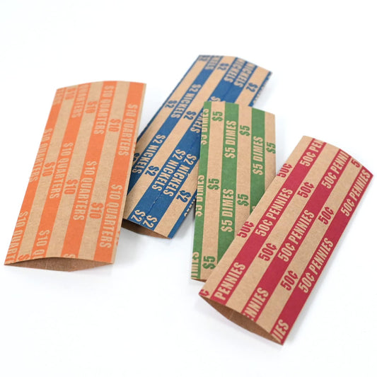 DGBDPACK Assorted Flat Coin Wrappers, Dimes, Nickels, Pennies, Quarters