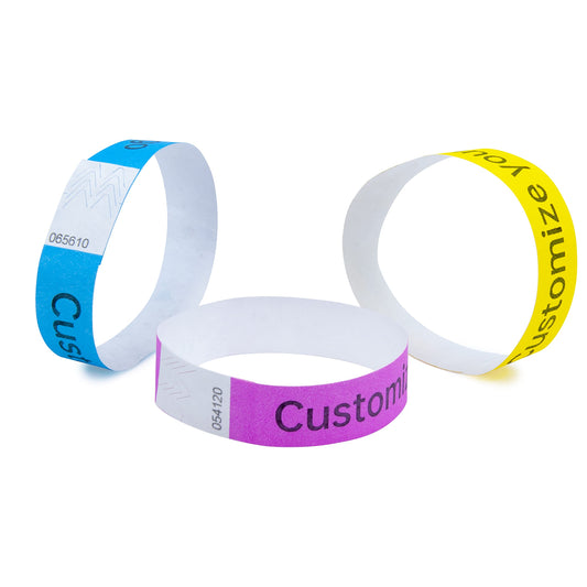 Customized 3/4" Wristbands for Events -Waterproof Tearproof and Printable Wrist Straps, Admission Bracelets Text Personalized Bracelets