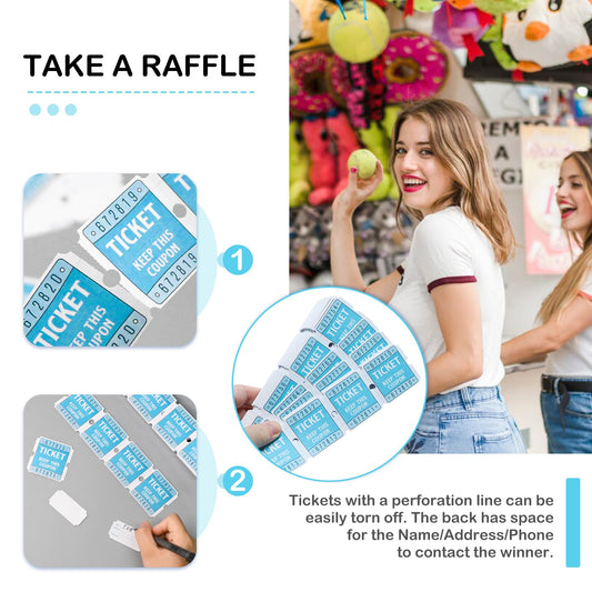 DGBDPACK 250 Raffle Tickets, 50/50 Raffle Tickets, Double Tickets for Festivals, Carnivals, School Events, Baby Showers, Summer Parties